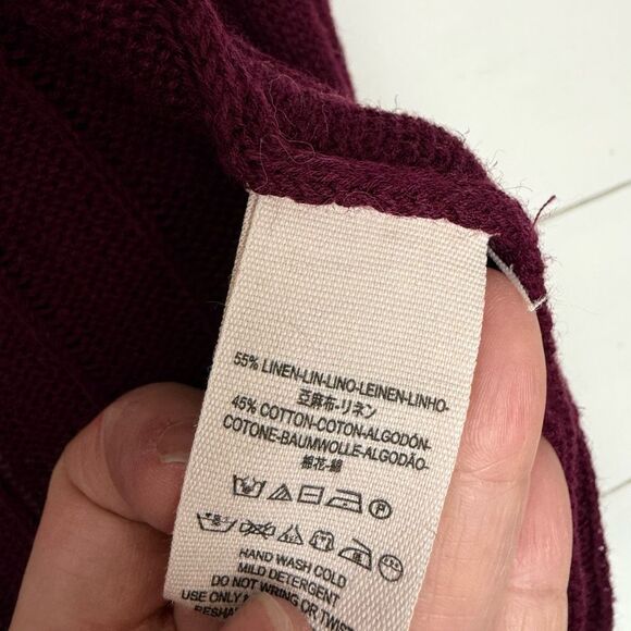 Free People Women’s Large Maroon Open Cardigan Sweater - Picture 4 of 7